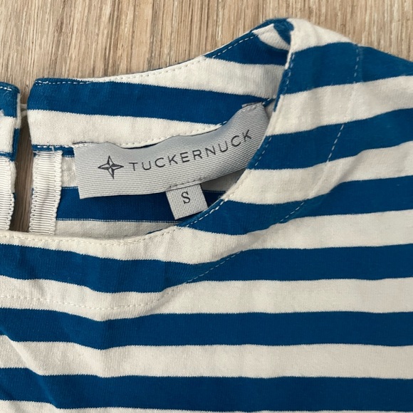 TUCKERNUCK Women’s Stella Blue & White Striped Shirt Dress Short Sleeves - Small - Picture 3 of 8
